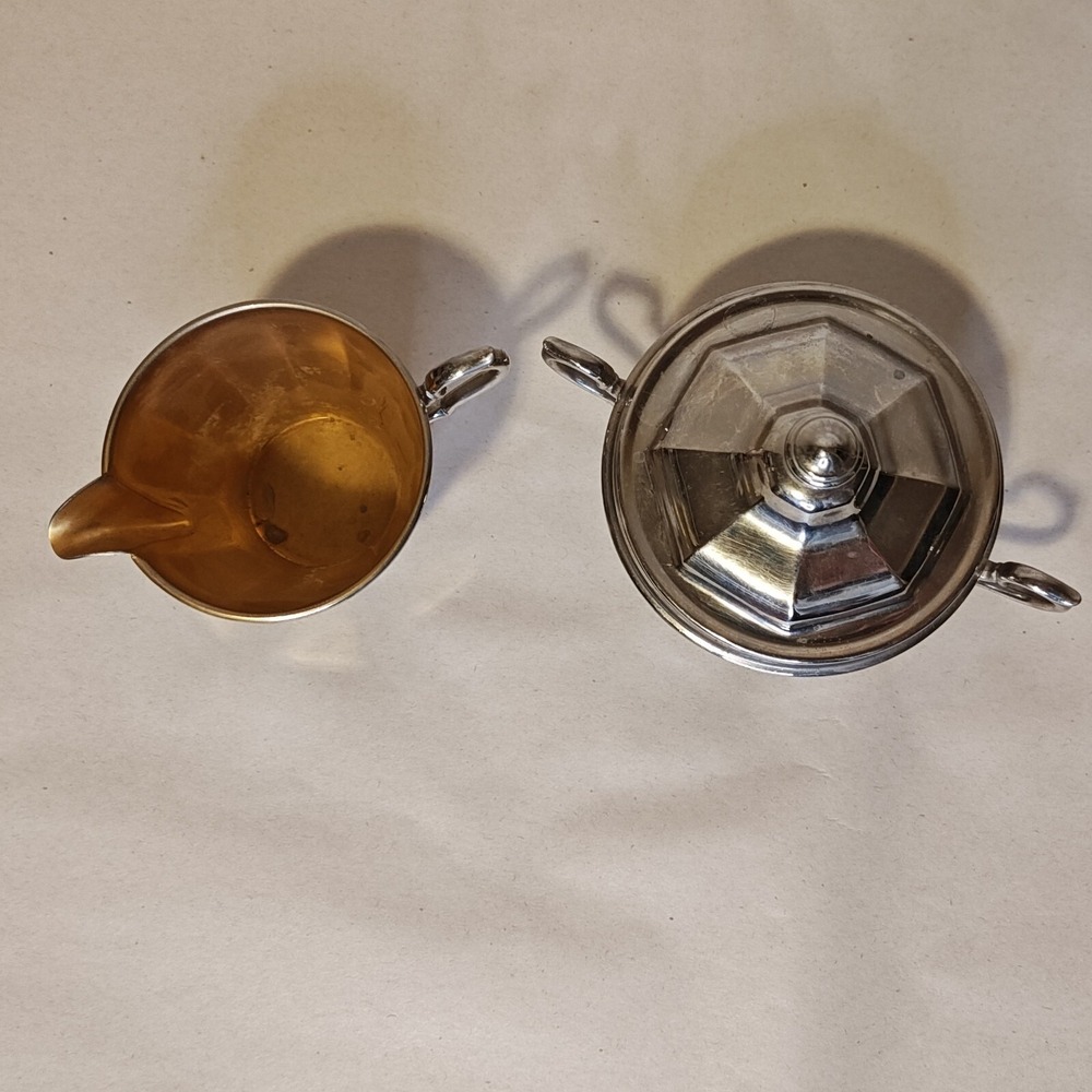 VTG MB Means Best Creamer & Lidded Sugar Bowl MCM 691 Manning Bowman Silver Pl - Picture 3 of 13